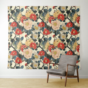 Japanse Ukiyo-E Art Bloemenpatroon Wandkleed