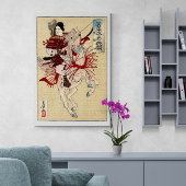 Japanse Ukiyo-e Art The vrouw krijger Canvas Afdruk