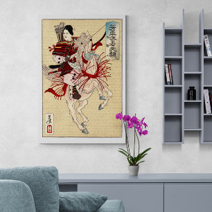 Japanse Ukiyo-e Art The vrouw krijger Canvas Afdruk