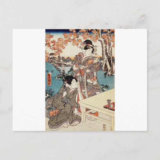 Japanse  ukiyo-e geisha briefkaart (Voorkant)