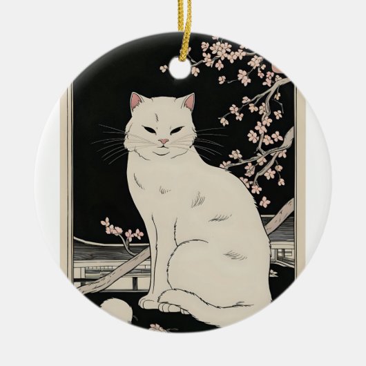 Japanse ukiyo e kat kunst keramisch ornament (Voorkant)