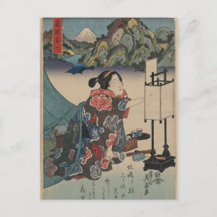 Japanse  Ukiyo-e Lady Mountain Scene Briefkaart