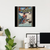 Japanse  Ukiyo-e Lady Mountain Scene Poster (Thuiskantoor)