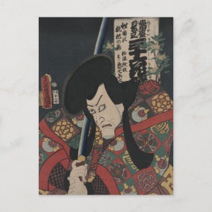 Japanse Ukiyo-e Samurai Kabuki Actor door Kunisada Briefkaart