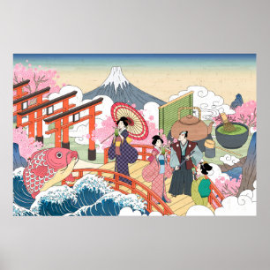 Japanse ukiyo-e Style Poster