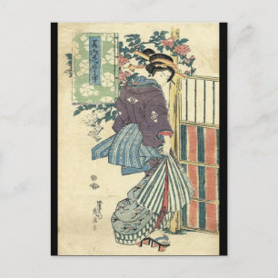 japanse ukiyo-e tuin traditioneel kimono geisha briefkaart