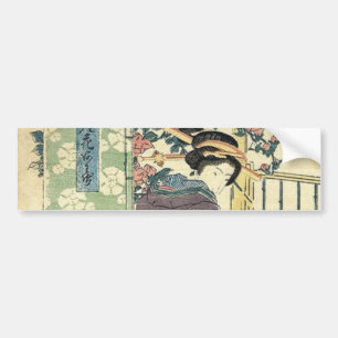 japanse ukiyo-e tuin traditionele kimono geisha bumpersticker