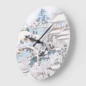 Japanse Ukiyo-e van de 47 Ronin Fighting Samurai Grote Klok (Hoek)