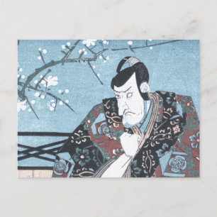 Japanse Ukiyo-e Winter Kabuki Actor door Kunisada Briefkaart