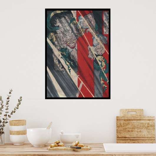Japanse Ukiyo-e Yokai Ibaraki Demon van Yoshitoshi Poster (Keuken)