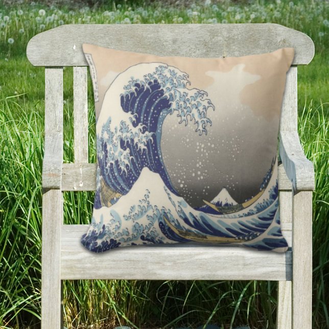  japanse ukiyo is de grote golf buitenkussen (vintage japanese ukiyo e art the great wave outdoor pillow)