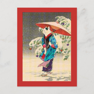 Japanse ukiyokatkerst feestdagenkaart