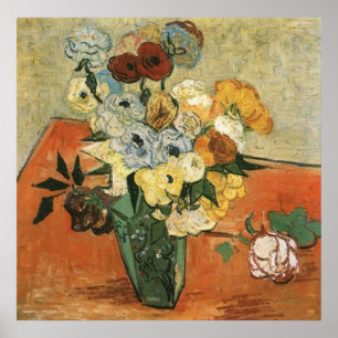 Japanse Vaas met Rozen door Vincent van Gogh Poster