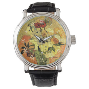 Japanse Vase, Rozen, Anemones van Vincent van Gogh Horloge