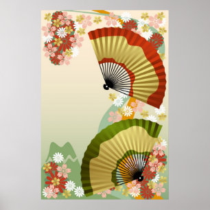 Japanse ventilator 3 groen poster