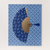 Japanse ventilator, Dragonfly Pattern, kobalt Blue Legpuzzel (Verticaal)