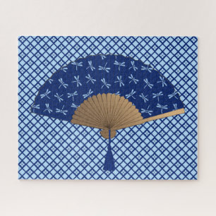 Japanse ventilator, Dragonfly Pattern, kobalt Blue Legpuzzel
