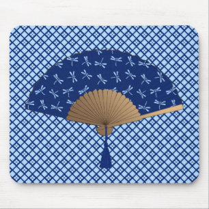 Japanse ventilator, Dragonfly Pattern, kobalt Blue Muismat