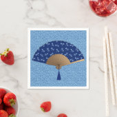 Japanse ventilator, Dragonfly Pattern, kobalt Blue Servetten (Insitu)