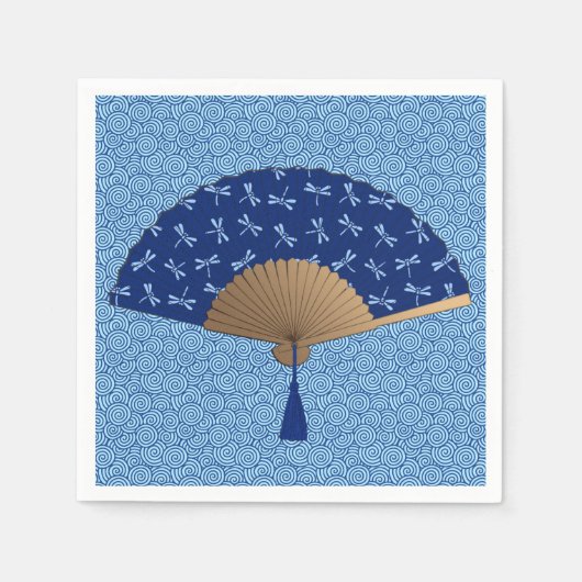 Japanse ventilator, Dragonfly Pattern, kobalt Blue Servetten (Voorkant)