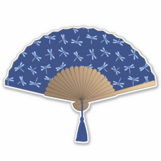 Japanse ventilator, Dragonfly Pattern, kobalt Blue Sticker