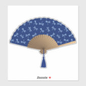 Japanse ventilator, Dragonfly Pattern, kobalt Blue Sticker (Vel)