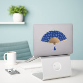 Japanse ventilator, Dragonfly Pattern, kobalt Blue Sticker (Laptop op bureau)