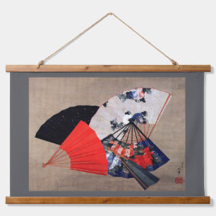 Japanse vijf fans, Hokusai, Ukiyoe Hangend Wandkleed