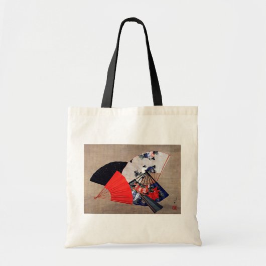 Japanse Vijf Ventilatoren, Hokusai, Ukiyoe Tote Bag (Voorkant)
