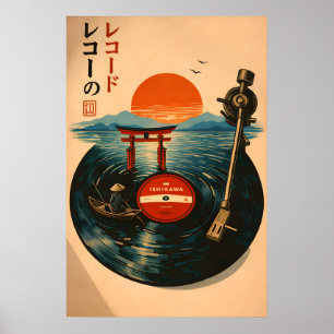 Japanse Vinylplaat Zonsondergang Torii Gate Poster