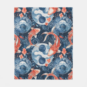 Japanse vis in Waterverf Fleece Deken