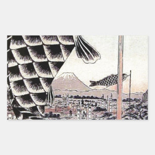 Japanse vis vlieger karper print rechthoekige sticker