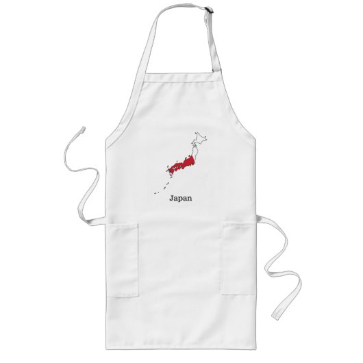 Japanse vlag binnen souvenirontwerp van landkaart lang schort (Voorkant)