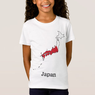 Japanse vlag binnen souvenirontwerp van landkaart t-shirt