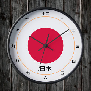 Japanse vlag en Japanse mode /kanji klok 日 本