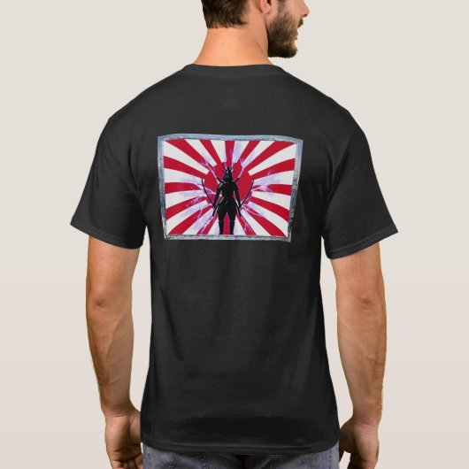 Japanse vlag en rijzende zon samoerai krijger t-shirt (Achterkant)