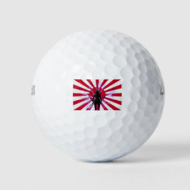 Japanse vlag en stijgende zon Samurai Warrior Golfballen