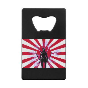 Japanse vlag en stijgende zon Samurai Warrior Kredietkaart Flessenopener