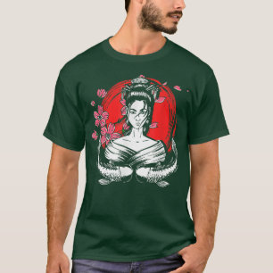 Japanse vlag Geisha Fish Sakura Cherry Blossom Tre T-shirt