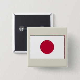 Japanse vlag: Hinomaru, Nisshōki, Rode Rijzende Zo Vierkante Button 5,1 Cm