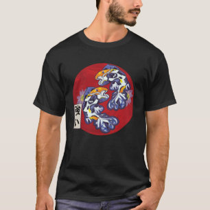 Japanse Vlag Koi Vis Koi Karper Aquarium Koi Kanji T-shirt
