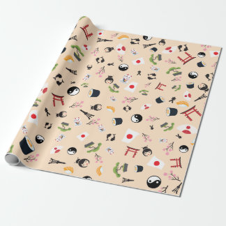 Japanse vlag met beroemde pictogrammen cadeaupapier