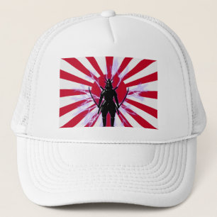 Japanse Vlag & Rijzende Zon Samoerai Krijger Trucker Pet
