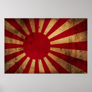 Japanse vlag van de Japanse rijzende zon (in nood) Poster