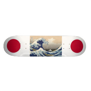 Japanse vlaggen met Hokusai-golf Skateboard