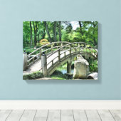 Japanse Vloertuinbrug over water Canvas Afdruk (Insitu (Houten vloer))