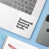 Japanse voedingsmiddelen Tempura & Ramen & Onigiri Sticker (Laptop met iPhone)