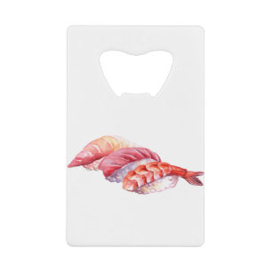Japanse voedselsushi en nigiri kredietkaart flessenopener