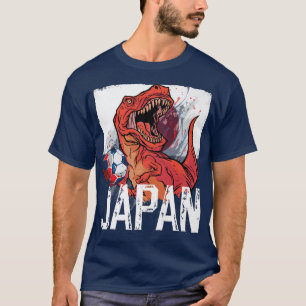 Japanse voetbalster T Re Dinosaur Japanse vlag T-shirt