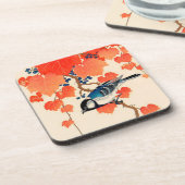  Japanse vogel en herfst Grapevine   Bier Onderzetter (Linkerzijde)